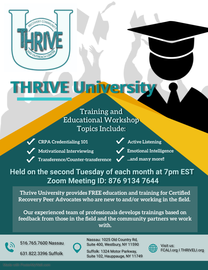 Thrive University Educational Workshops Flyer 2023